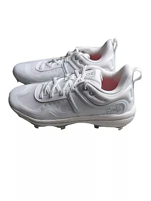 Under Armour Charged Glyde Metal Softball Cleats White 3024328-100 Womens Sz 6 • $24.99