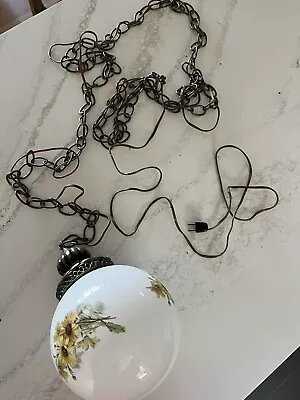 Vintage 70’s Swag Bulb Lights (2) With Hand Painted Flowers 11’ Chain • $100