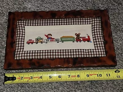 Vintage Finished Needlepoint Cross Stitch Picture Train 12  X 7  Wood Frame • $17