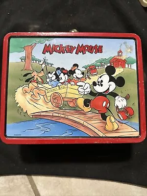 Disney Metal Lunch Box Tin 1996 Series #1 Mickey Mouse School Bus Wagon • $17