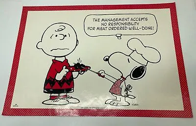 Vtg 1958 Poster Peanuts Schulz Charlie Brown Snoopy Cooking Poster ￼20x14 • $99.98