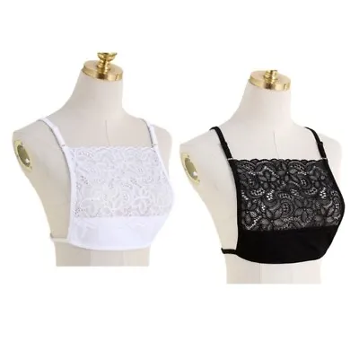 Lace Mock Camisole Wrapped Chest Overlay Modesty Panel Vest Cleavage Cover • £6.89