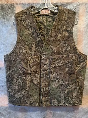 RARE FILSON MACKINAW WOOL VEST Large TIMBER CAMO USA MADE EUC • $100