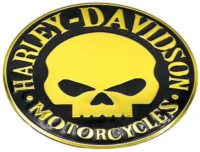 3.5  Skull Harley Davidson Motorcycle Emblem Decal Fuel Gas Tank Badge Gold • $13.29