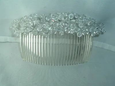 Vintage Clear Glass Beaded Plastic Slide Comb Wedding Bridal Prom Hair Accessory • $34.99