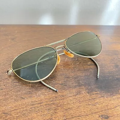 Vintage WWII Era Aviator Sunglasses With Curved Arms • $120