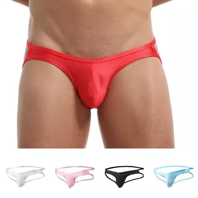 Mens String Posing Thong Contoured Pouch Double Waist Strings Briefs Sexy Bikini • £5.77