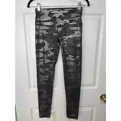 Noli GI Jane Metallic Shimmer Gold Green Camo Mid Rise Full Length Legging Small • $42