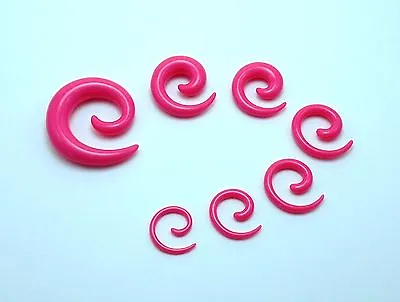1 Pair 8g - 00g Pink Acrylic Spiral Tapers  Choose Your Size  • $1.99