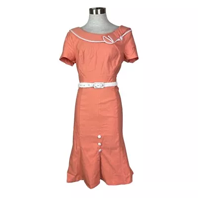 Voodoo Vixen Vintage Retro Classic Pin Up Ruby Peach Rockabilly Dress Dra8169 • $21.99