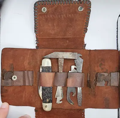 Vintage Utica Pocket Knife Tool Kit In Leather Case • $33