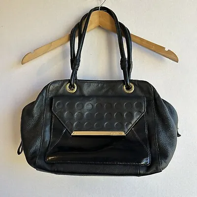 MIMCO Handbag Black 'Origami Day Bag' Leather Gold Hardware Shoulder • $65.23