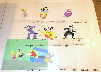 9 Mighty Mouse Animation Production Cels & One Original Handpainted Background • $20