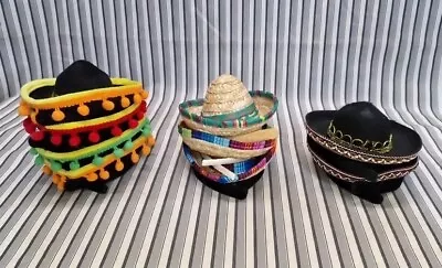 Lot Of 9 Mini Mexican Hats Headdress Sombrero Hat With Headband Fiesta Party • $19.95