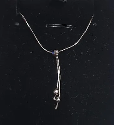 9ct 375 White Gold Tassle Design Drop Snake Chain Necklace • £90