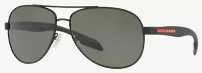 Prada Sunglasses PS53PS DG05X1 62mm Lifestyle Black Rubber / Polar Green Lens • $119.95