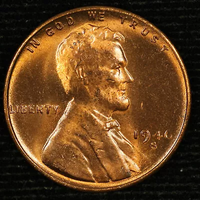 Lincoln Wheat Cent. 1946 S. Red Brilliant Uncirculated. Lot #9049-86-018 • $5.99