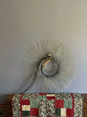 1987 Signed Modern Brass Peacock Metal Wall Art Sculpture • $1500