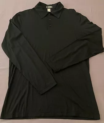 Men's VERSACE Black Long Sleeved Lightweight Knit Collared Shirt Pre-Owned USA38 • $45