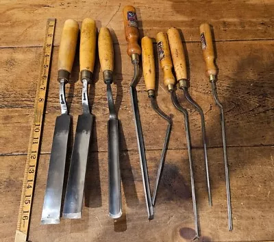 Graduated Set Of 8 Cranked Patternmakers Gouges Inc Sorby Taylor Marples. • $197.30