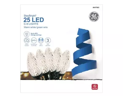🔥NEW GE StayBright 25-Count Warm White C9 LED Faceted Christmas String Lights • $19.98