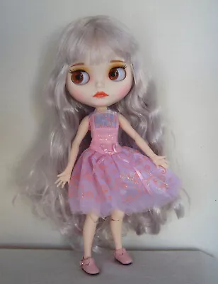 Blythe Doll RBL Jointed Body Mate Face Lavender Hair W/ Pink Dress And Shoes • $85