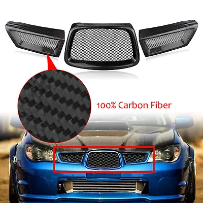 $97.66 • Buy 3PCS Carbon Fiber Front Upper Grill Grille For Subaru Impreza 9th WRX STI 06-07