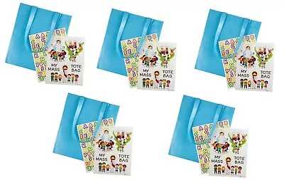 Lot Of 5 - My Mass Tote Bag Craft Kits - Coated Nylon Totes With Stickers • $19.99