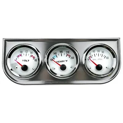 2 52mm 3in1 Car Meter Auto Gauge Kit (Volt/Water/Oil )Chrome Gauge For 12V Cars • $21.90