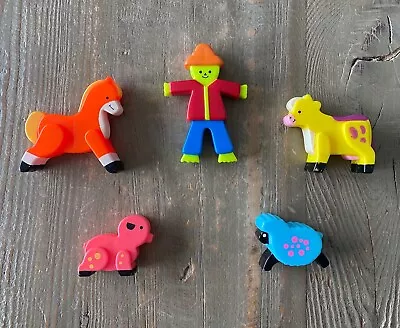 Vtg Lot 5 Fisher Price Baby Mobile Crib Replacement Toy Farmer Animals 1970s • $14.99