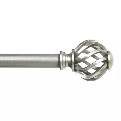 Mainstays 3/4  Satin Nickel Twist Cage Single Curtain Rod 30 - 84  Nickel • $12.78