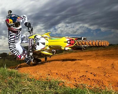$8.99 • Buy James Stewart Jr Bubba Motocross Kawasaki Rider Color 8x10 Photo #2