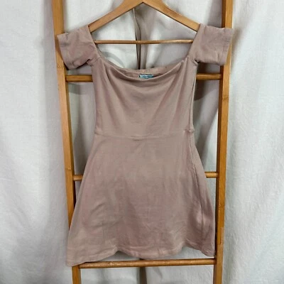 $18.95 • Buy Kookai Dress Womens 1 Brown Off The Shoulder Short Sleeve Mini A-Line Cotton