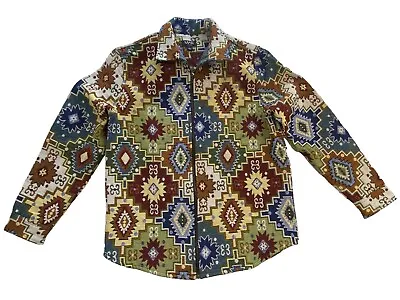 Boohooman Zip Up LS Aztec Patterned Over Shirt Tapestry Mens Sz Lg NWT • $50.99