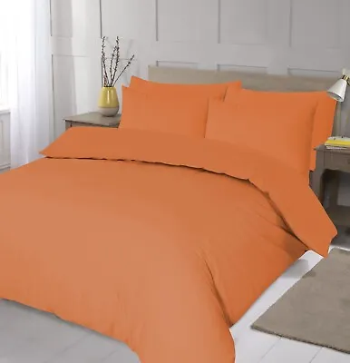 £11.99 • Buy Plain Dyed Colour Polycotton Bedding Duvet Cover And Pillowcase Set All Sizes