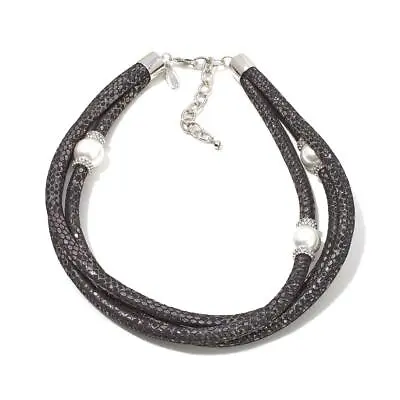 Joan Boyce  Wrap & Roll  Silvertone Pearl 3-Row 16  Necklace/Bracelet HSN  • $7.35