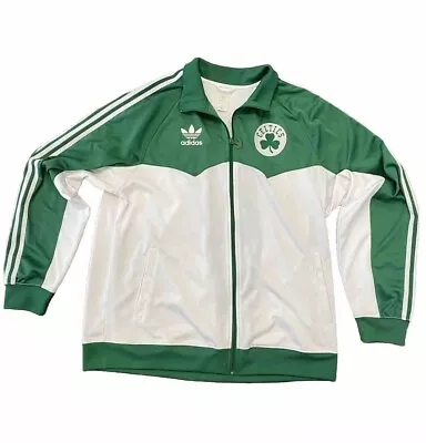 Adidas Boston Celtics Track Jacket Men X-Large White Green Superstar NBA • $65