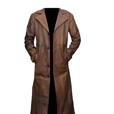 Leather Trench Coat Men With 100% Pure Lamb Skin Leather And Classy Design • $180