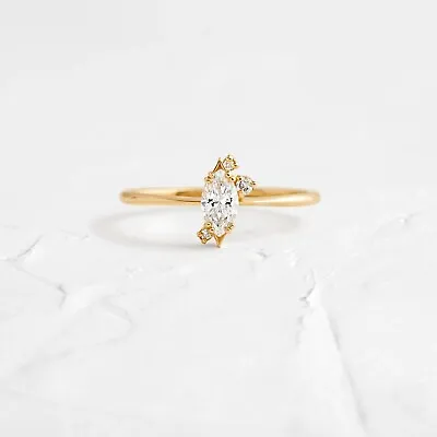 1.28 Ct E-Color VVS2 Marquise Lab Grown Diamond Ring 14k Yellow Gold • $3740
