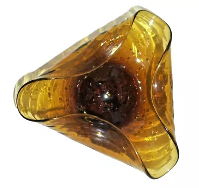 VTG MCM Amber Depression Art Glass Ashtray Bowl Murano Style Retro Old Money • $21.99