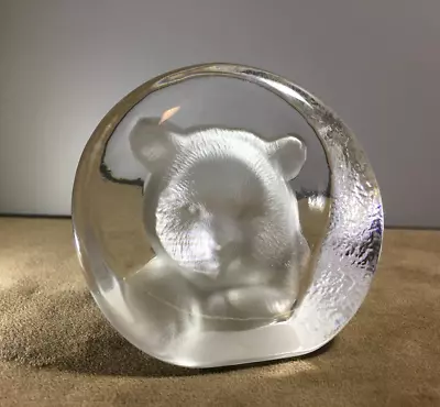 MATS JONASSON Etched BEAR Art Crystal Sculpture 2.75 In Tall Paperweight • $20