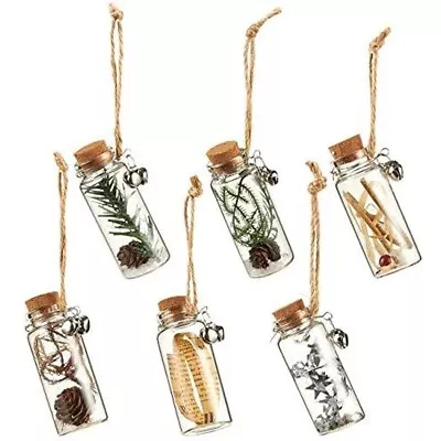6 Pack Mini Glass Bottle With Cork Lid Jute String For Christmas Tree Decoration • $10.89