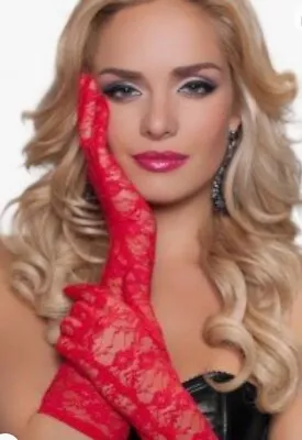 Seven Til Midnight Lace Elbow Gloves - Red • $10.90