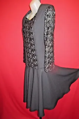 ~~Vintage 80's Black Embroidered Beaded Lace Mourning Dress Size Small~~ • $65.59