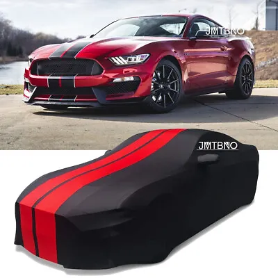 Dust Sun UV Proof Stain Stretch Full Car Cover Black W/Red Line For Ford Mustang • $164.25