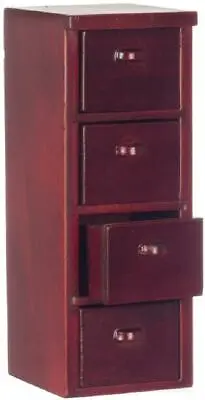 Dolls House 4 Drawer File Storage Cabinet Mahogany Miniature Study Furniture • £18.99