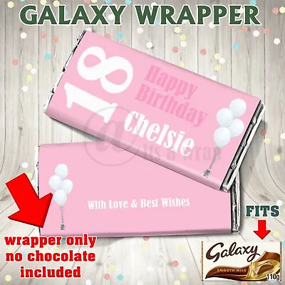 PERSONALISED Age CHOCOLATE BAR WRAPPER Fits Galaxy Birthday Gift 21st 40th 60th • £1.49