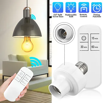 Wireless Remote Control Light Lamp E27 Screw Bulb Base Holder Cap Socket Switch • $9.98