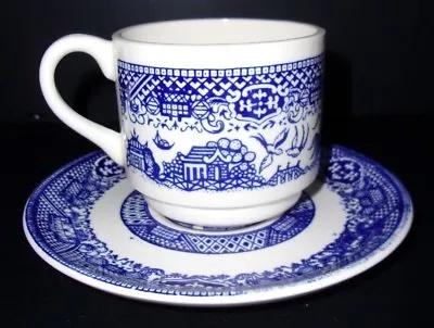 Blue Willow Cup And Saucer Marked USA • $6