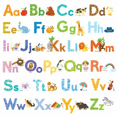 Decowall DW-1608S Watercolour Alphabet ABC Kids Wall Stickers Wall Decals • £13.99